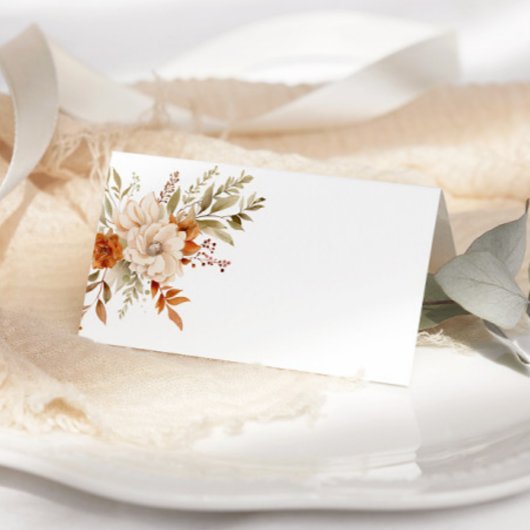 Fall Modern Burnt orange Wedding Place Card