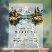 Fall Mountain Forest Lake Wedding Welcome アクリルサイン (ニュートラル)