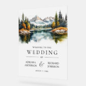 Fall Mountain Forest Lake Wedding Welcome アクリルサイン (傾斜)