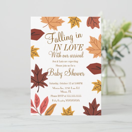 Fall Nature Leaves Baby Shower 招待状 (スタンド正面)