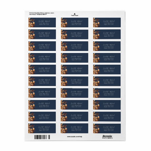 Fall navy Return Address Label ラベル (フルシート)