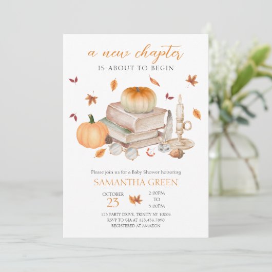 Fall New Chapter Will Soon Begin Baby Shower 招待状 (スタンド正面)