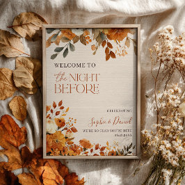Fall Night Before Rehearsal Dinner Welcome Sign ポスター