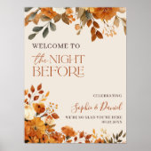 Fall Night Before Rehearsal Dinner Welcome Sign ポスター (正面)