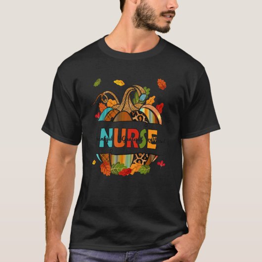Fall Nurse Pumpkin Thankful Grateful Blessed Nurse Tシャツ (正面)