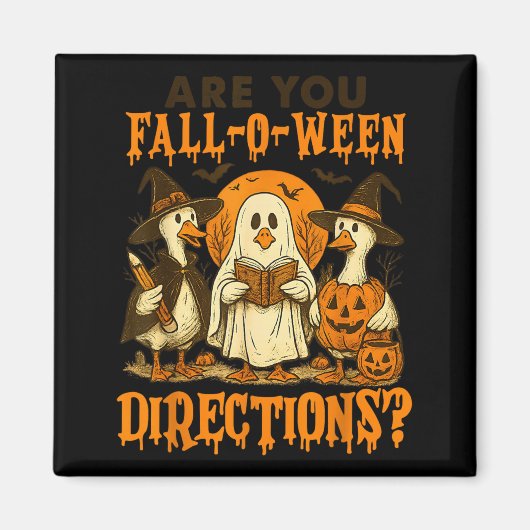 Fall-o-weenの案内は面白い ハロウィンの先生 マグネット (正面)