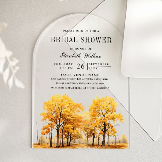 Fall Oak Trees Bridal Shower アクリル招待状
