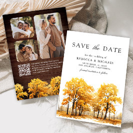 Fall Oak Trees Photo QR Code ウェディング セーブザデート