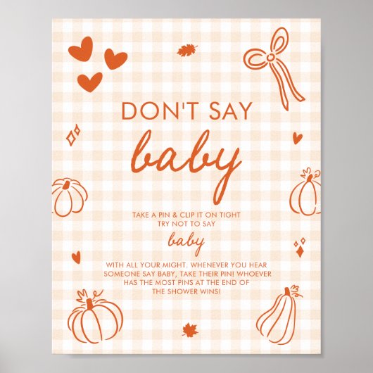Fall Orange A Little Pumpkin Don't Say Baby ゲーム ポスター (正面)