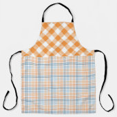 FALL ORANGE BLUE WHITE AUTUMN PLAID PATTERNS エプロン (正面)
