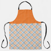 FALL ORANGE BLUE WHITE AUTUMN PLAID PATTERNS エプロン (正面)