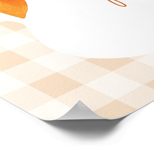 Fall Orange Bow Cutie Pie 1st birthday Welcome ポスター (角)