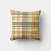 Fall Orange Brown Green Plaid クッション (正面)
