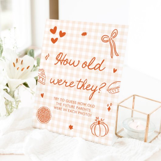 Fall Orange Gingham かわいいパイ お二人の年齢は? 台座サイン