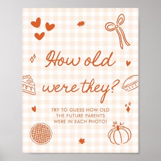 Fall Orange Gingham かわいいパイ お二人は何歳でしたか ポスター (正面)
