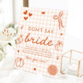Fall Orange Gingham Hand Drawn Don't Say Bride 台座サイン