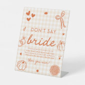 Fall Orange Gingham Hand Drawn Don't Say Bride 台座サイン (正面)