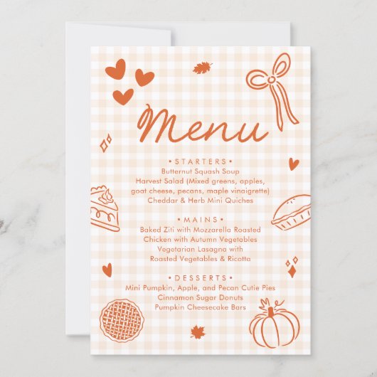 Fall Orange Hand Drawn A Little Cutie Pie Menu (正面)