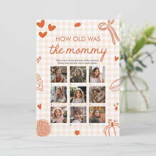 Fall Orange Hand Drawn How Old Was The Mommy Game 招待状 (スタンド正面)