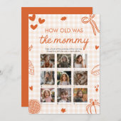 Fall Orange Hand Drawn How Old Was The Mommy Game 招待状 (正面/裏面)