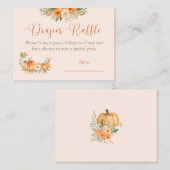 Fall Orange Pumpkin Baby Shower Diaper Raffle エンクロージャーカード (正面/裏面)