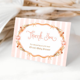 Fall Orange Pumpkin Baby Shower Thank You Card サンキューカード