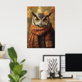 Fall Owl Art Print, Autumn Clothes, Rustic Home ポスター (ホームオフィス)