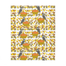 Fall Owls & Pumpkin Harvest Fleece Blanket  