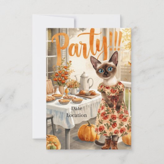 Fall Party Invitation Card – Cozy Autumn Gathering 招待状 (正面)