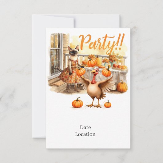 Fall Party Invitation Card – Cozy Autumn Gathering 招待状 (正面)