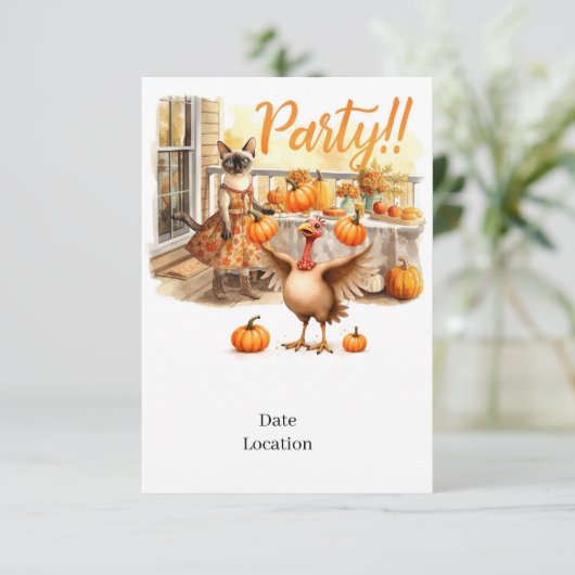 Fall Party Invitation Card – Cozy Autumn Gathering 招待状 (スタンド正面)