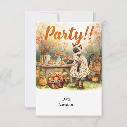 Fall Party Invitation Card – Cozy Autumn Gathering 招待状 (正面)