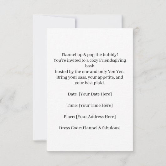 Fall Party Invitation Card – Cozy Autumn Gathering 招待状 (裏面)