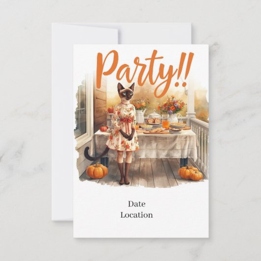 Fall Party Invitation Card – Cozy Autumn Gathering 招待状 (正面)
