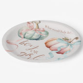Fall Pastel Pumpkin Paper Plate or Charger Plate ペーパープレート (アングル)