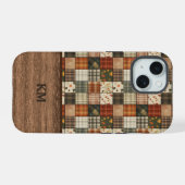 Fall Patchwork Quilt Phone Case | Personalized iPhone 15ケース (裏面横)
