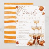 Fall Pearls & Prosecco ブライダルシャワー招待状 招待状 (正面/裏面)