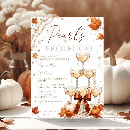 Fall Pearls & Prosecco ブライダルシャワー招待状 招待状