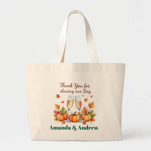 Fall Personalized Guest Favor Bridal celebration  ラージトートバッグ (正面)