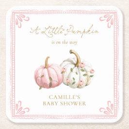 Fall Pink Baby Shower Drink Coasters スクエアペーパーコースター