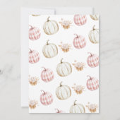 Fall Pink Girls Plaid Pumpkin First Birthday 招待状 (裏面)