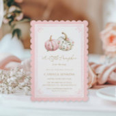 Fall Pink Pumpkin Baby Shower Invite 招待状