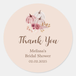 Fall Pink Pumpkin Bridal Shower Thank You ラウンドシール