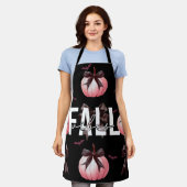 Fall Pink Pumpkins Pattern オーブンミト&ポ エプロン (着用した状態)