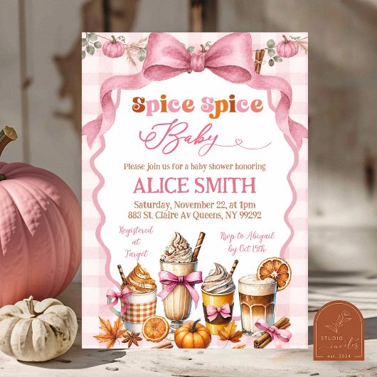 Fall Pink Spice Spice ベビーシャワー招待状 招待状