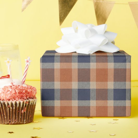 Fall Plaid Faux Fabric Texture Wrapping Paper Roll ラッピングペーパー (誕生日パーティー)