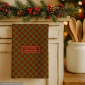 Fall Plaid Kitchen Towel Elegant Monogram Accent キッチンタオル