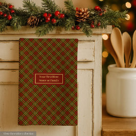 Fall Plaid Kitchen Towel Elegant Monogram Accent キッチンタオル