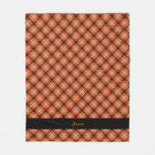 Fall Plaid Orange Personalized Name フリースブランケット (正面)