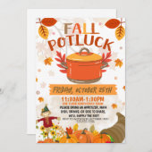 Fall Potluck Invitation, Autumn Luncheon Invite 招待状 (正面/裏面)